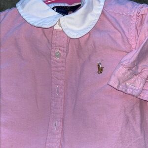 Ralph Lauren Pink and White Button Down Shirt